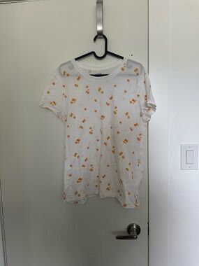 White Tee with Small Orange Print